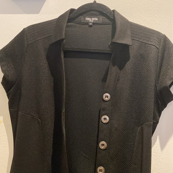 Little black buttoned dress Terra Nostra with belt size small - Picture 5 of 15